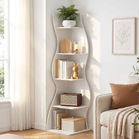Artiss 5-Tier Bookshelf Corner Shelf S-shaped Storage Rack White