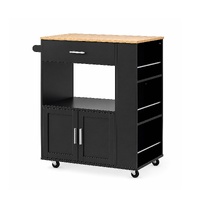Artiss Kitchen Island Trolley Rolling Serving Cart Storage Cart Shelf Towel Rack