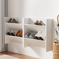 Artiss Shoe Rack 2-Tier 12 Pairs Wall Mounted White x2