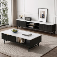 Artiss TV Unit & Coffee Table Set Storage Black