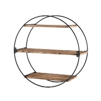 Artiss Round Floating Wall Shelf 3 Tier Wood