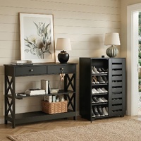 Artiss Shoe Rack Cabinet Console Table Set Black