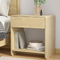 Artiss Pine Bedside Table with Drawer and Open Shelf