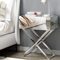 Artiss MOCO Mirrored Bedside Table with Drawers Silver