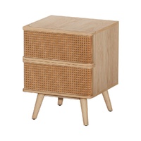 Artiss NORA Rattan Bedside Table with Drawers Oak