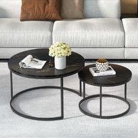 Artiss Tika Nesting Coffee Table Set 2 Marble Effect Black