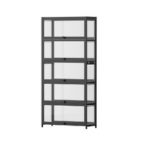 Artiss 5-Tier Display Cabinet Bookshelf Clear Shelf Black
