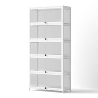Artiss 5-Tier Display Cabinet Bookshelf Clear Shelf White