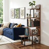 Artiss 5-Tier Ladder Corner Bookshelf Walnut Wood