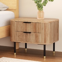 Artiss Bedside Table 2 Drawers Paulownia Pine