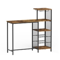 Artiss Industrial Bar Table Wine Rack Cup Holder 122cm Walnut