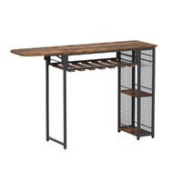 Artiss Industrial Bar Table Wine Rack Cup Holder 140cm Walnut