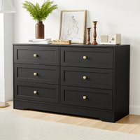 Artiss LEIF 6 Drawer Tallboy Chest Black