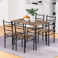 Artiss 5-Piece Industrial Dining Table & Chairs Set Walnut