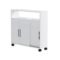 Artiss Bathroom Storage Cabinet 3 Door with Wheels White