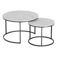 Artiss Nesting Coffee Table Set of 2 Marble Effect White