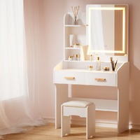 Artiss Doria Dressing Table Set with Stool LED White
