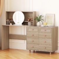 Artiss Pine Dressing Table Set with LED Mirror & Stool
