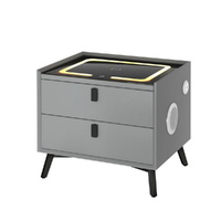 Artiss Smart Bedside Table Wireless Charging Grey AIKA