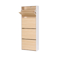 Artiss Shoe Rack Cabinet 24 Pairs Adjustable Shelf - Pine