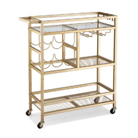 Artiss Bar Cart 72cm Drinks Trolley Wine Rack Gold