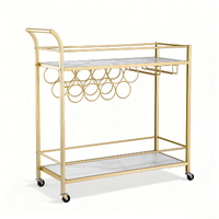 Artiss Bar Cart 85cm Drinks Trolley Marble Wine Rack Gold