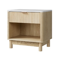 Artiss Bedside Table 1 Drawer Shelves Pine Nightstand