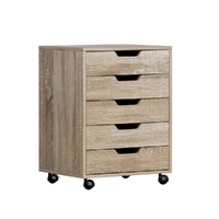 Artiss 5 Drawer Filing Cabinet Mobile Rolling Storage Beige