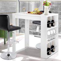 Artiss Bar Table 3-Tier Storage Shelves White