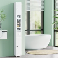 Artiss 180cm Tall Narrow Bathroom Linen Tower Cabinet White