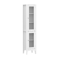 Artiss 2x 160cm Tall Bathroom Storage Cabinet Glass Door White