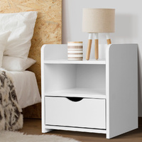 Artiss FARA Bedside Table 1 Drawer with Shelf White