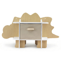 Keezi Dinosaur Kids Bookshelf 2-Tier Wooden with Fabric Drawer