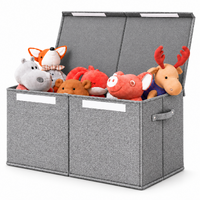Keezi Large Toy Box Chest Storage with Flip-Top Lid Foldable Organizer Bins Grey