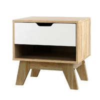 Artiss IKER Bedside Table 1 Drawer with Shelf White & Oak