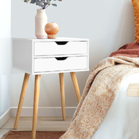 Artiss Bedside Table 2 Drawers BODIE White