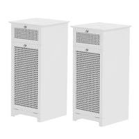 Artiss White Rattan Laundry Hamper Cabinet x2