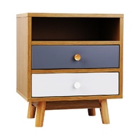Artiss BERTHA Bedside Table 2 Drawer Oak with Shelf