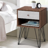 Artiss LARS Bedside Table 1 Drawer Oak with Shelf