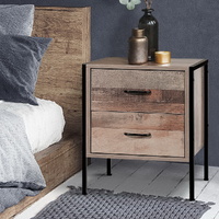 Artiss BARNLY Bedside Table 2 Drawers Wood