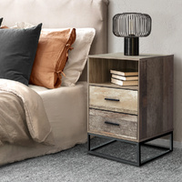 Artiss BADAN Bedside Table 2 Drawers Shelf Wood