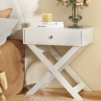 Artiss QARA Bedside Table 1 Drawer Storage White