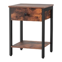 Artiss Bedside Table 1 Drawer Shelves Walnut