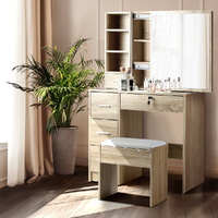 Artiss Dressing Table Stool Sliding Mirror Oak