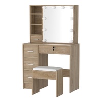Artiss Dressing Table Stool Set 10 LED Bulbs Wood