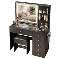 Artiss LED Dressing Table Vanity Desk Stool Set Black
