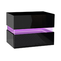 Artiss Lumi LED Bedside Table 2 Drawers Black