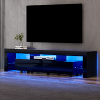 Artiss TV Cabinet Entertainment Unit Stand RGB LED Gloss Furniture 200cm Black