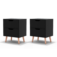 Artiss 2 x Bedside Table 2 Drawers - BODEN Black