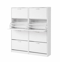 Artiss 2x Shoe Cabinet Storage Organiser 4 Flip Drawer White